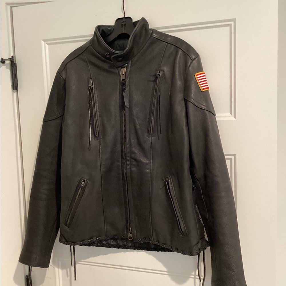 Leather Moto Jacket Women Size 8-10 Black Streetwear Mototcycle